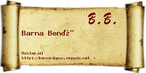 Barna Benő névjegykártya