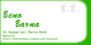 beno barna business card